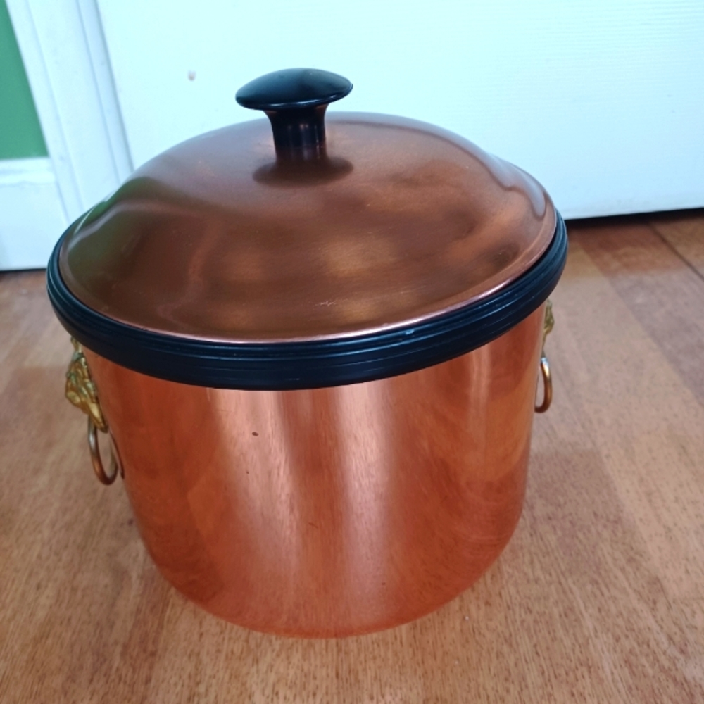 Copper ice bucket,vintage copper barware